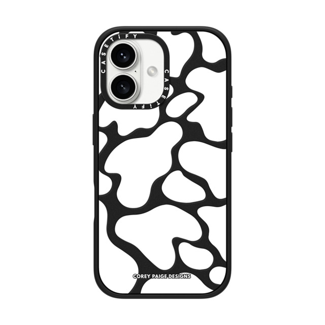 Corey Paige Designs x CASETiFY iPhone 16 Case Cow,Animal Matte Black Impact Case MagSafe Compatible White Cow Print by Corey Paige Designs Father's Day Corey Paige Designs x CASETiFY iPhone 16 Case Cow,Animal Matte Black Impact Case MagSafe Compatible White Cow Print by Corey Paige Designs Father's Day