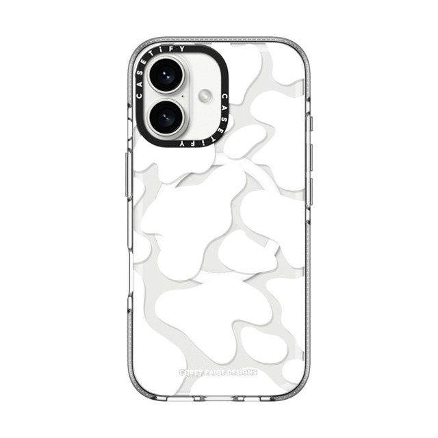 Corey Paige Designs x CASETiFY iPhone 16 ケース Cow,Animal クリア クリア ケース MagSafe対応 White Cow Print by Corey Paige Designs Father's Day Corey Paige Designs x CASETiFY iPhone 16 ケース Cow,Animal クリア クリア ケース MagSafe対応 White Cow Print by Corey Paige Designs Father's Day