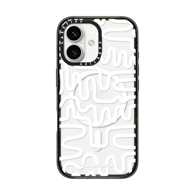 Corey Paige Designs x CASETiFY iPhone 16 ケース ブラック インパクトケース MagSafe対応 White Line Art by Corey Paige Designs