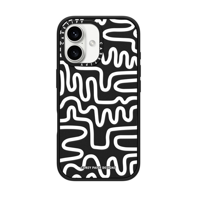 Corey Paige Designs x CASETiFY iPhone 16 ケース Abstract,Line Art マットブラック インパクトケース MagSafe対応 White Line Art by Corey Paige Designs Father's Day Corey Paige Designs x CASETiFY iPhone 16 ケース Abstract,Line Art マットブラック インパクトケース MagSafe対応 White Line Art by Corey Paige Designs Father's Day