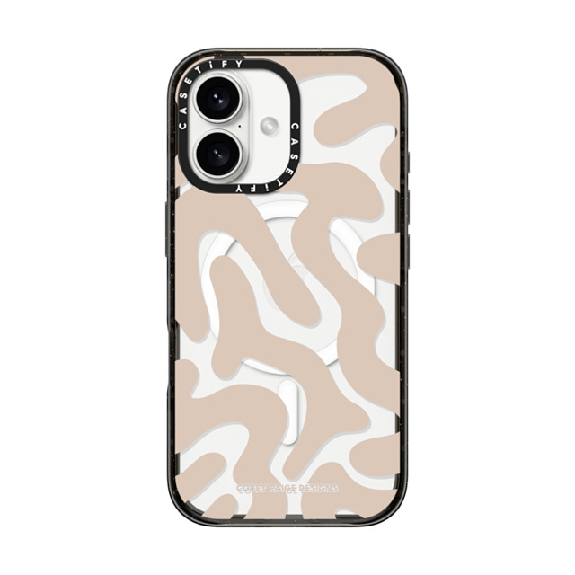 Corey Paige Designs x CASETiFY iPhone 16 ケース ブラック インパクトケース MagSafe対応 Tan Abstract Shapes by Corey Paige Designs