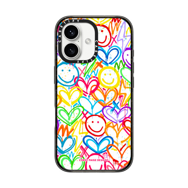 Corey Paige Designs x CASETiFY iPhone 16 ケース ブラック インパクトケース Lightning Love Graffiti by Corey Paige Designs