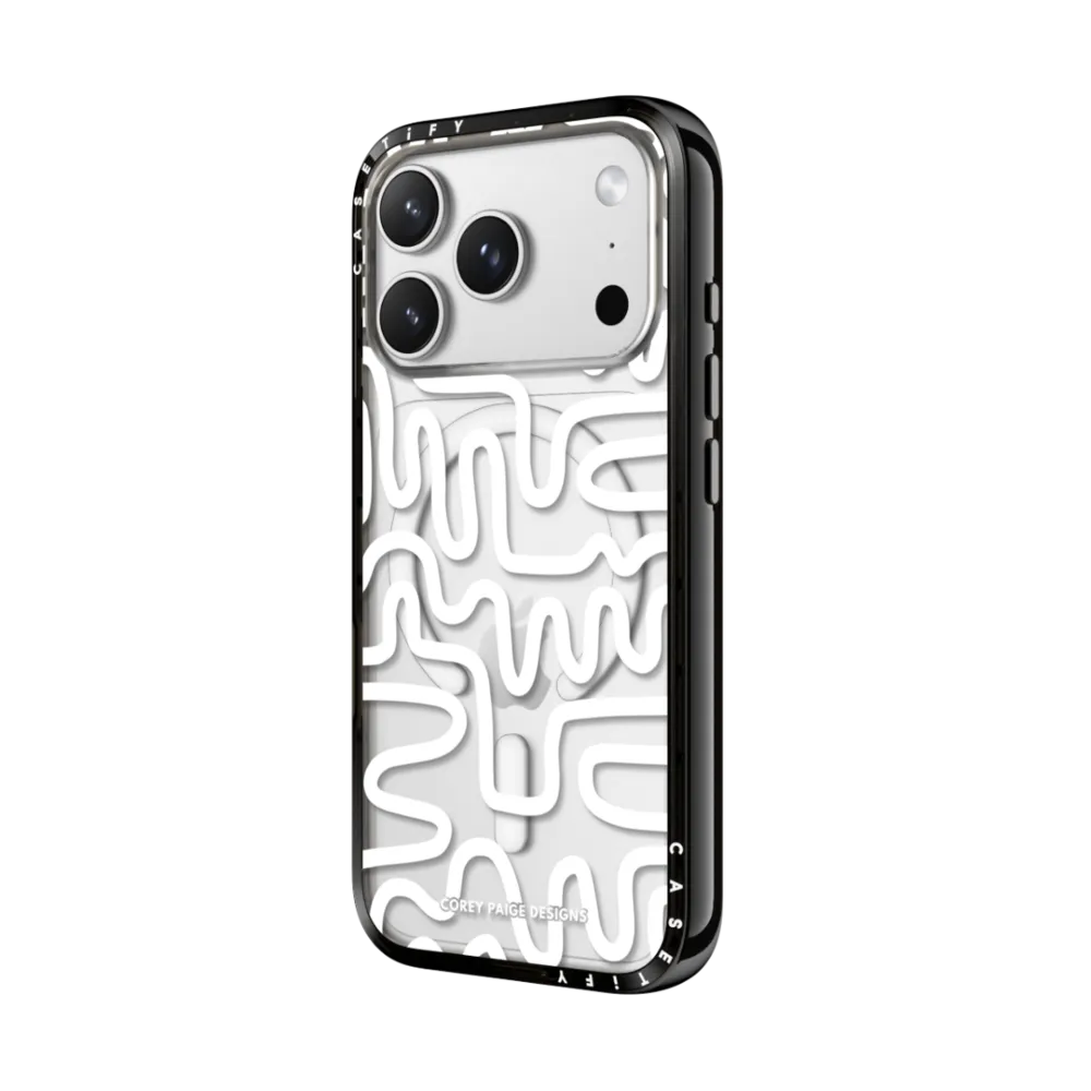 Compact iPhone 17 Pro Max Case MagSafe Compatible - White Line Art by Corey Paige Designs