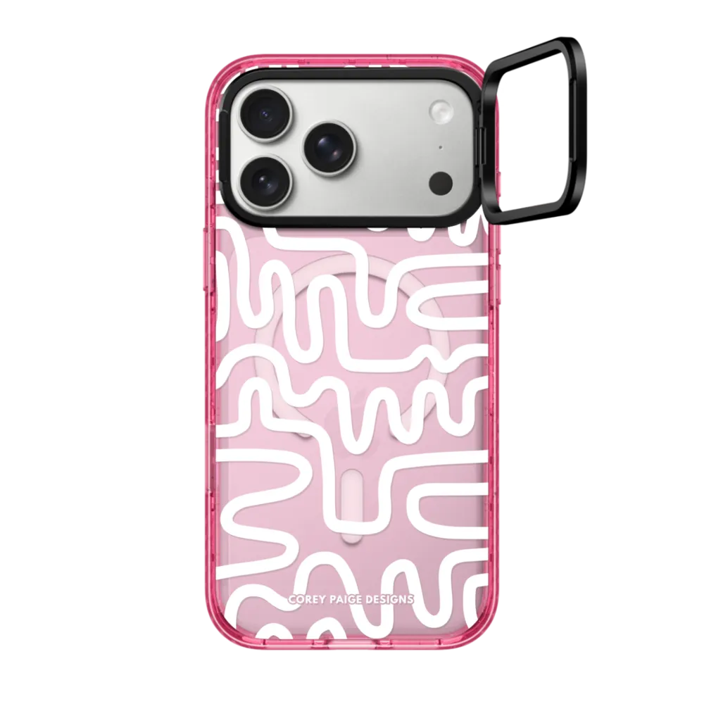 Impact Ring Stand iPhone 17 Pro Max Case MagSafe Compatible - White Line Art by Corey Paige Designs