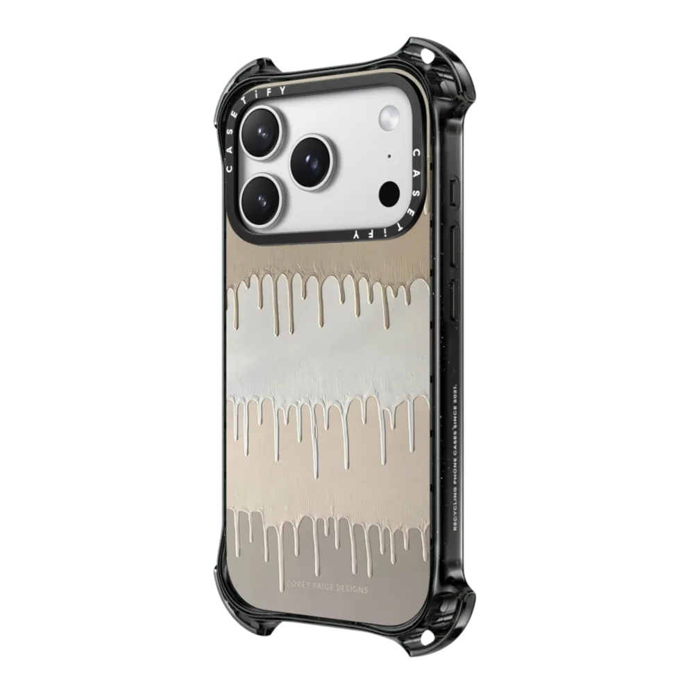 Bounce iPhone 17 Pro Max Case MagSafe Compatible - Tan Painted Drips by Corey Paige Designs