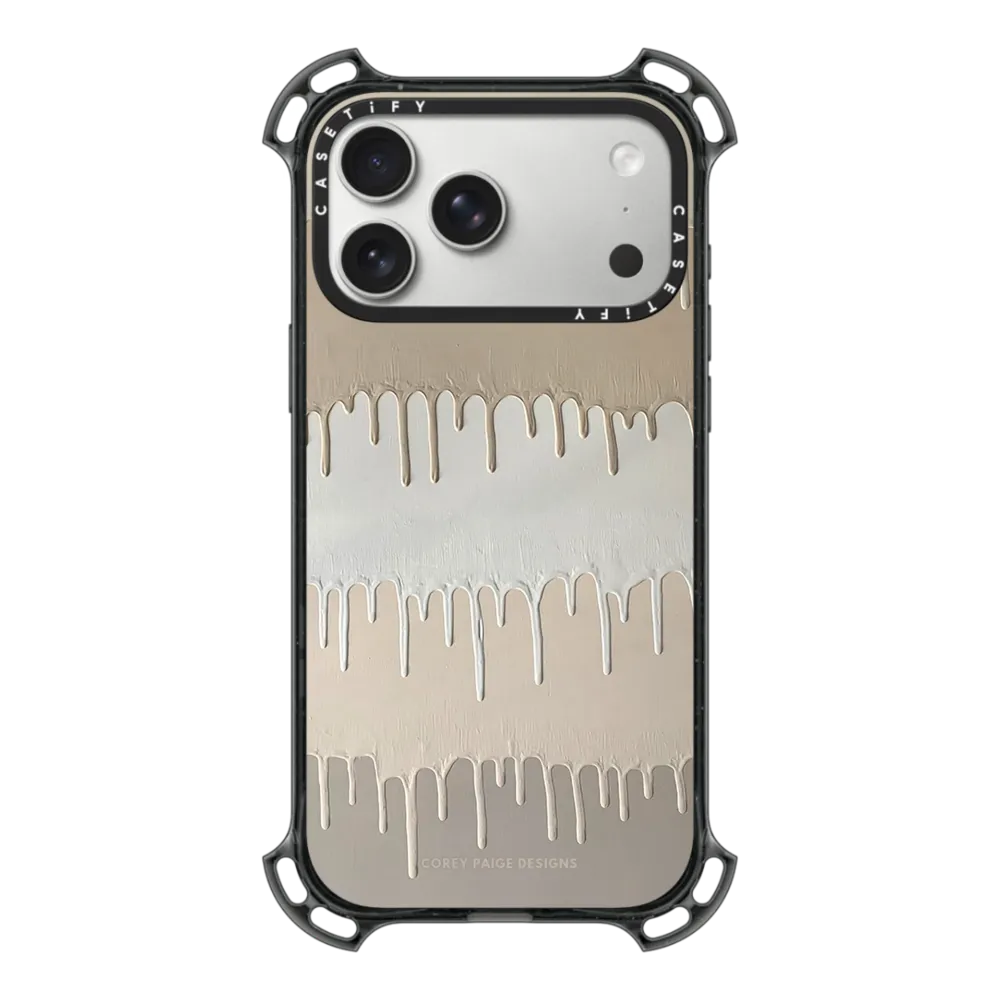 Bounce iPhone 17 Pro Max Case MagSafe Compatible - Tan Painted Drips by Corey Paige Designs