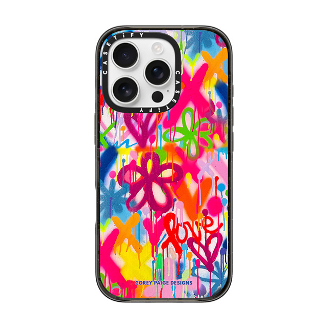 Corey Paige Designs x CASETiFY iPhone 16 Pro ケース ブラック インパクトケース MagSafe対応 Graffiti Street Style by Corey Paige Designs