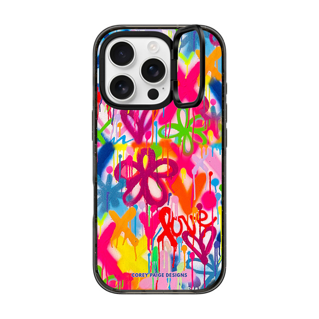 Corey Paige Designs x CASETiFY iPhone 16 Pro ケース ブラック インパクトリングスタンドケース MagSafe対応 Graffiti Street Style by Corey Paige Designs