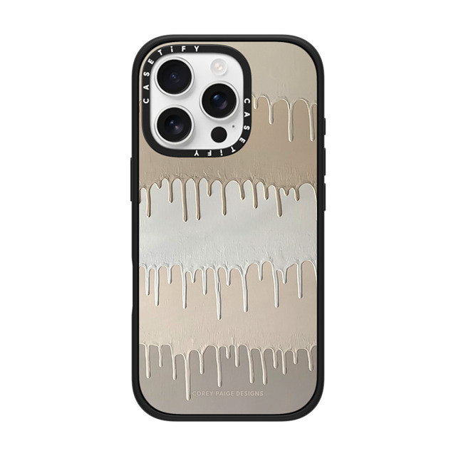 Corey Paige Designs x CASETiFY iPhone 16 Pro ケース マットブラック インパクトケース Tan Painted Drips by Corey Paige Designs