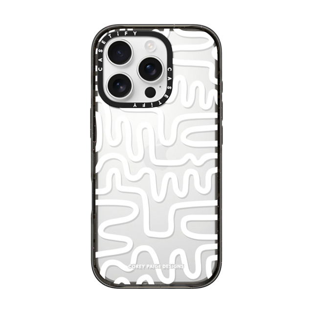 Corey Paige Designs x CASETiFY iPhone 16 Pro ケース ブラック インパクトケース White Line Art by Corey Paige Designs