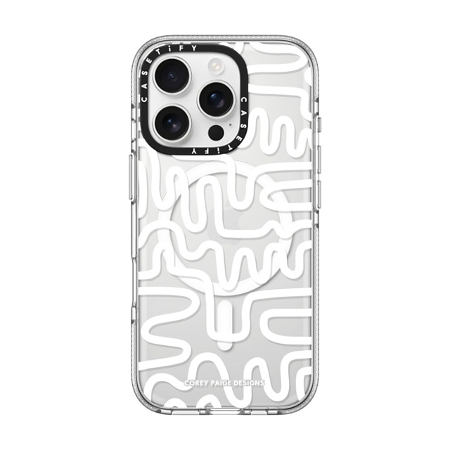 Corey Paige Designs x CASETiFY iPhone 16 Pro ケース クリア クリア ケース MagSafe対応 White Line Art by Corey Paige Designs