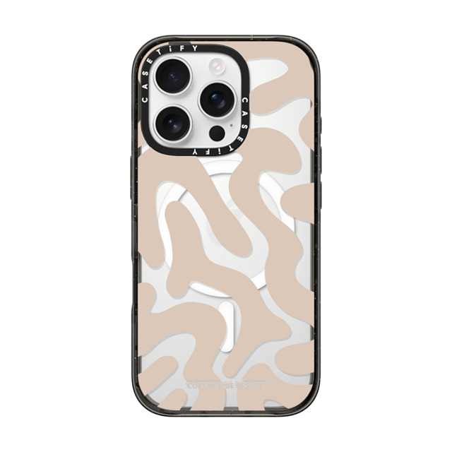 Corey Paige Designs x CASETiFY iPhone 16 Pro ケース ブラック インパクトケース MagSafe対応 Tan Abstract Shapes by Corey Paige Designs