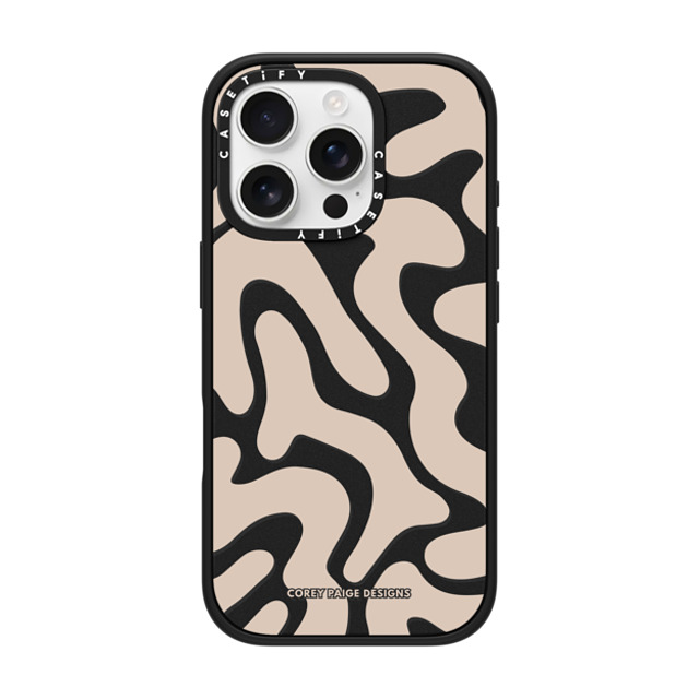 Corey Paige Designs x CASETiFY iPhone 16 Pro ケース マットブラック インパクトケース MagSafe対応 Tan Abstract Shapes by Corey Paige Designs