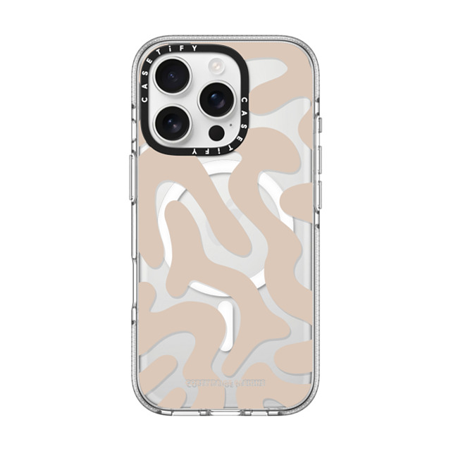 Corey Paige Designs x CASETiFY iPhone 16 Pro ケース クリア クリア ケース MagSafe対応 Tan Abstract Shapes by Corey Paige Designs