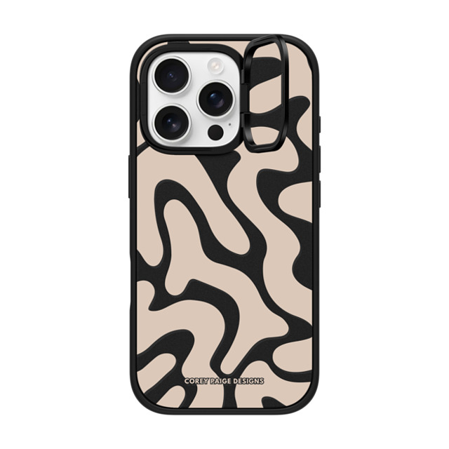 Corey Paige Designs x CASETiFY iPhone 16 Pro ケース マットブラック インパクトリングスタンドケース MagSafe対応 Tan Abstract Shapes by Corey Paige Designs