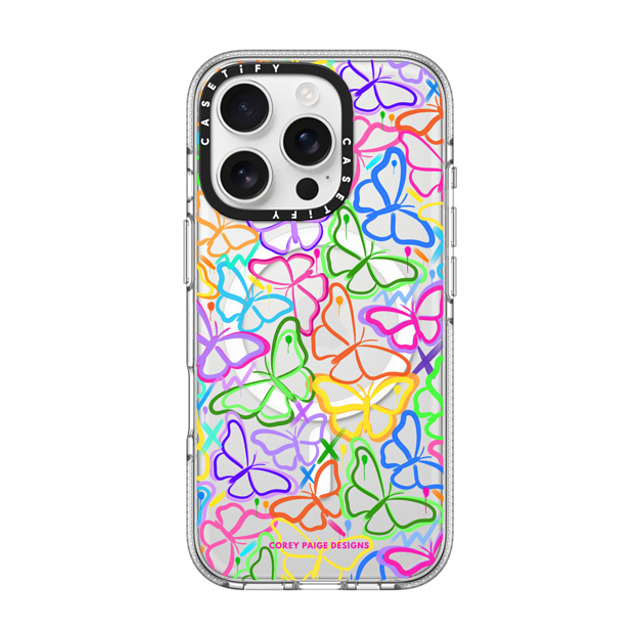 Corey Paige Designs x CASETiFY iPhone 16 Pro ケース クリア クリア ケース MagSafe対応 Butterfly Bliss by Corey Paige Designs