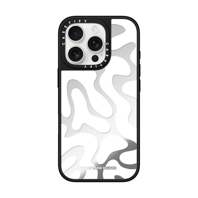 Corey Paige Designs x CASETiFY iPhone 16 Pro ケース Pattern,Abstract Silver on Black ミラーケース MagSafe対応 White Abstract Shapes by Corey Paige Designs Back to School Corey Paige Designs x CASETiFY iPhone 16 Pro ケース Pattern,Abstract Silver on Black ミラーケース MagSafe対応 White Abstract Shapes by Corey Paige Designs Back to School