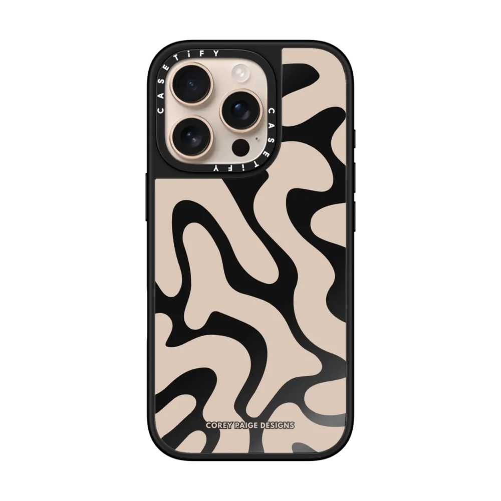 Mirror iPhone 16 Pro Case MagSafe Compatible - Tan Abstract Shapes by Corey Paige Designs
