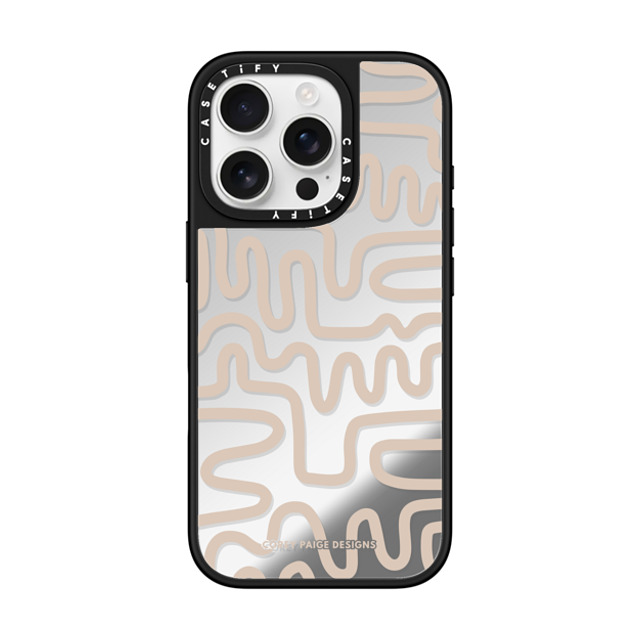 Corey Paige Designs x CASETiFY iPhone 16 Pro ケース Pattern,Abstract Silver on Black ミラーケース MagSafe対応 Tan Line Art by Corey Paige Designs Back to School Corey Paige Designs x CASETiFY iPhone 16 Pro ケース Pattern,Abstract Silver on Black ミラーケース MagSafe対応 Tan Line Art by Corey Paige Designs Back to School