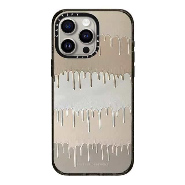 Corey Paige Designs x CASETiFY iPhone 15 Pro Max ケース ブラック インパクトケース Tan Painted Drips by Corey Paige Designs