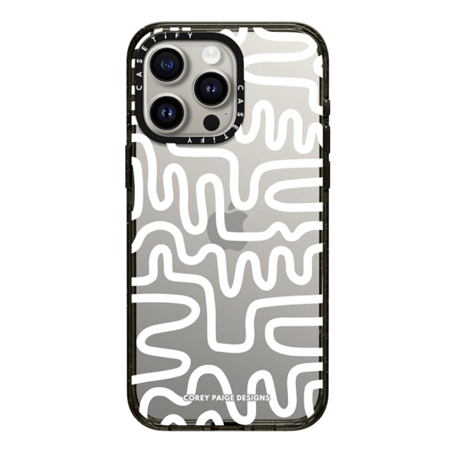 Corey Paige Designs x CASETiFY iPhone 15 Pro Max ケース ブラック インパクトケース White Line Art by Corey Paige Designs