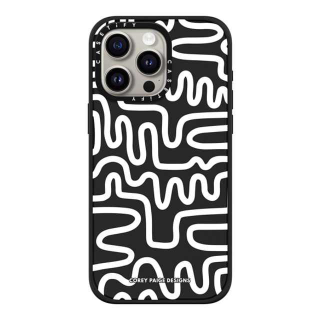 Corey Paige Designs x CASETiFY iPhone 15 Pro Max ケース マットブラック インパクトケース MagSafe対応 White Line Art by Corey Paige Designs