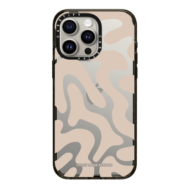 Corey Paige Designs x CASETiFY iPhone 15 Pro Max ケース ブラック インパクトケース Tan Abstract Shapes by Corey Paige Designs