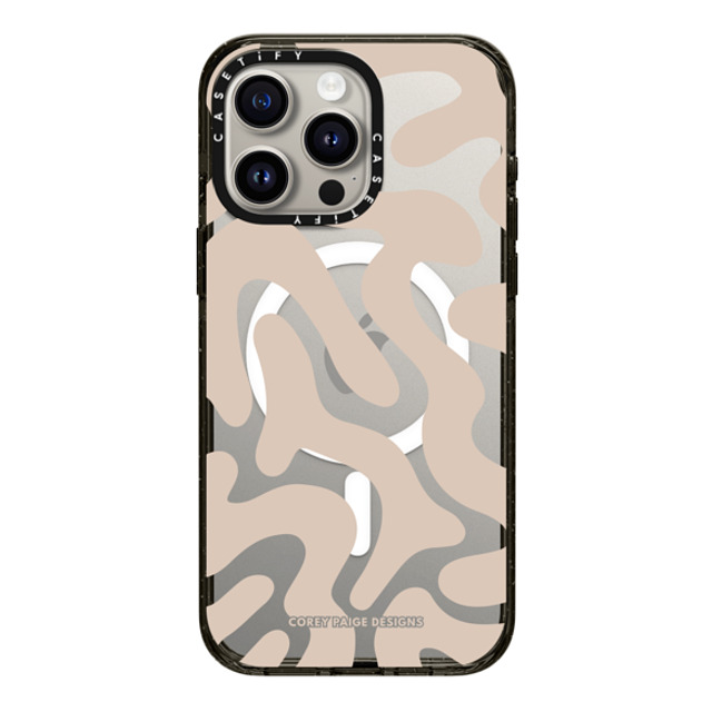 Corey Paige Designs x CASETiFY iPhone 15 Pro Max ケース ブラック インパクトケース MagSafe対応 Tan Abstract Shapes by Corey Paige Designs