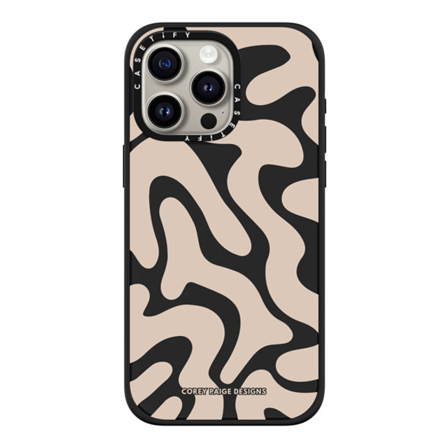 Corey Paige Designs x CASETiFY iPhone 15 Pro Max ケース マットブラック インパクトケース MagSafe対応 Tan Abstract Shapes by Corey Paige Designs