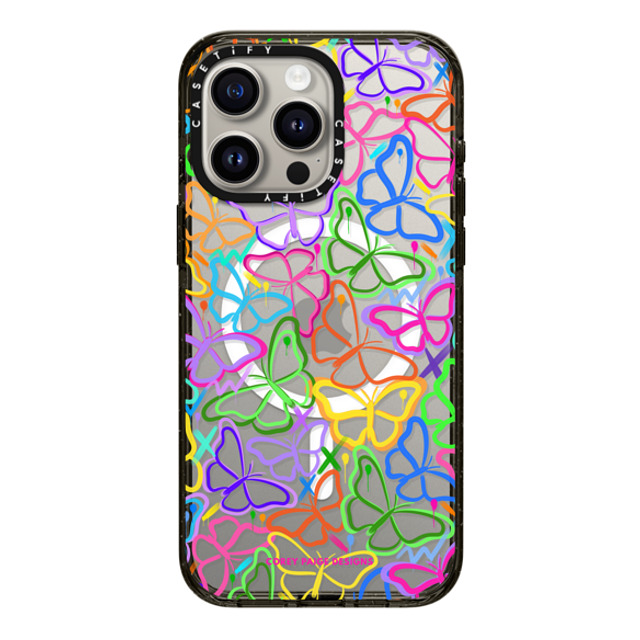 Corey Paige Designs x CASETiFY iPhone 15 Pro Max ケース ブラック インパクトケース MagSafe対応 Butterfly Bliss by Corey Paige Designs