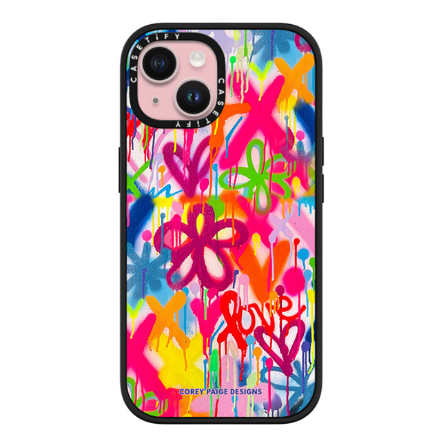 Corey Paige Designs x CASETiFY iPhone 15 ケース マットブラック インパクトケース MagSafe対応 Graffiti Street Style by Corey Paige Designs