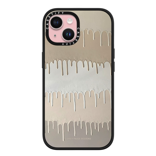 Corey Paige Designs x CASETiFY iPhone 15 ケース マットブラック インパクトケース MagSafe対応 Tan Painted Drips by Corey Paige Designs