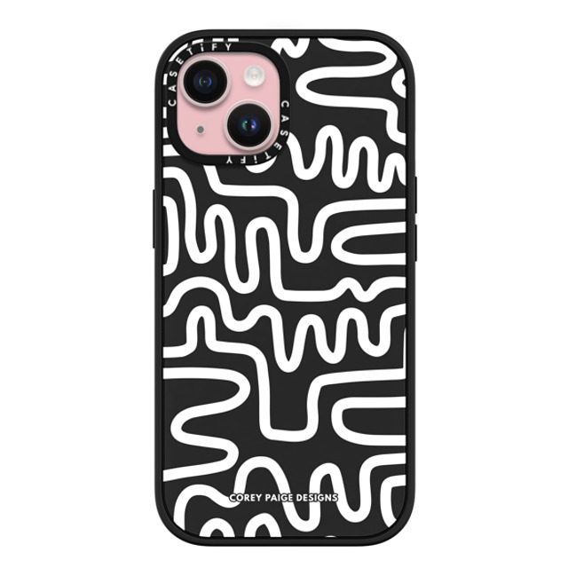 Corey Paige Designs x CASETiFY iPhone 15 ケース マットブラック インパクトケース MagSafe対応 White Line Art by Corey Paige Designs