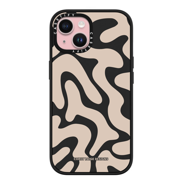 Corey Paige Designs x CASETiFY iPhone 15 ケース マットブラック インパクトケース MagSafe対応 Tan Abstract Shapes by Corey Paige Designs