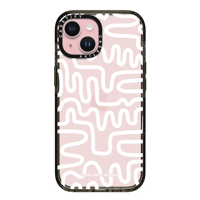 Corey Paige Designs x CASETiFY iPhone 15 ケース ブラック インパクトケース White Line Art by Corey Paige Designs