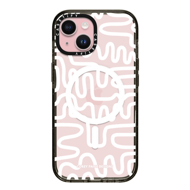 Corey Paige Designs x CASETiFY iPhone 15 ケース ブラック インパクトケース MagSafe対応 White Line Art by Corey Paige Designs