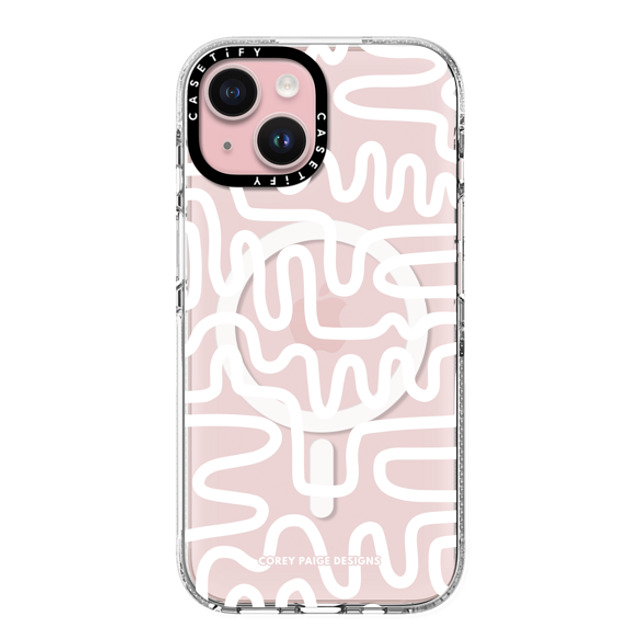 Corey Paige Designs x CASETiFY iPhone 15 ケース クリア クリア ケース MagSafe対応 White Line Art by Corey Paige Designs