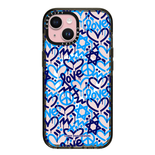 Corey Paige Designs x CASETiFY iPhone 15 ケース ブラック インパクトケース MagSafe対応 Stars of Love by Corey Paige Designs