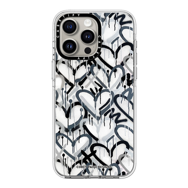 Corey Paige Designs x CASETiFY iPhone 15 Pro Max ケース クリア クリア ケース MagSafe対応 Monochrome Graffiti Hearts by Corey Paige Designs