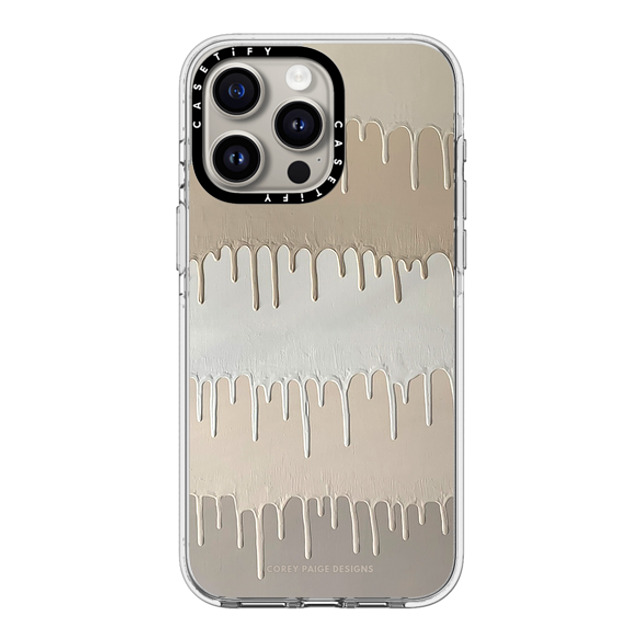 Corey Paige Designs x CASETiFY iPhone 15 Pro Max ケース クリア クリア ケース MagSafe対応 Tan Painted Drips by Corey Paige Designs