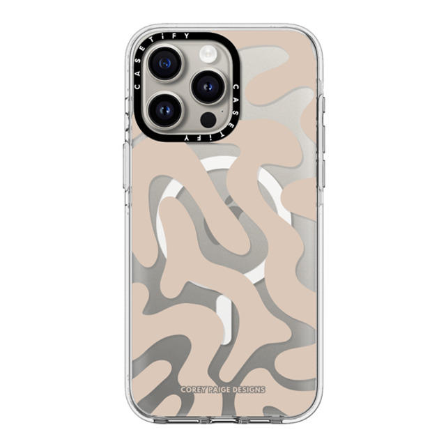 Corey Paige Designs x CASETiFY iPhone 15 Pro Max ケース クリア クリア ケース MagSafe対応 Tan Abstract Shapes by Corey Paige Designs