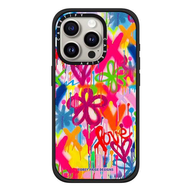 Corey Paige Designs x CASETiFY iPhone 15 Pro ケース マットブラック インパクトケース MagSafe対応 Graffiti Street Style by Corey Paige Designs