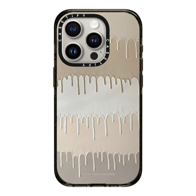 Corey Paige Designs x CASETiFY iPhone 15 Pro ケース ブラック インパクトケース Tan Painted Drips by Corey Paige Designs