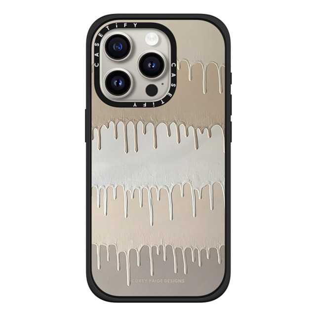 Corey Paige Designs x CASETiFY iPhone 15 Pro ケース マットブラック インパクトケース MagSafe対応 Tan Painted Drips by Corey Paige Designs