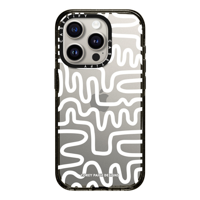 Corey Paige Designs x CASETiFY iPhone 15 Pro ケース ブラック インパクトケース White Line Art by Corey Paige Designs