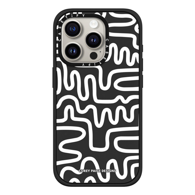 Corey Paige Designs x CASETiFY iPhone 15 Pro ケース マットブラック インパクトケース MagSafe対応 White Line Art by Corey Paige Designs