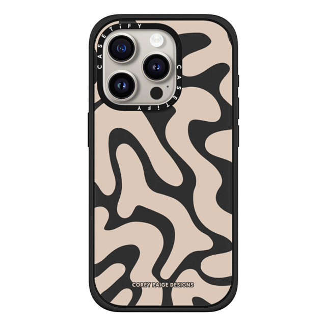 Corey Paige Designs x CASETiFY iPhone 15 Pro ケース マットブラック インパクトケース MagSafe対応 Tan Abstract Shapes by Corey Paige Designs