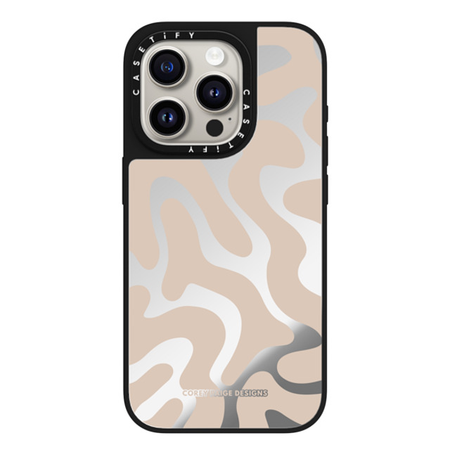 Corey Paige Designs x CASETiFY iPhone 15 Pro Case Silver on Black ミラーケース MagSafe対応 Tan Abstract Shapes by Corey Paige Designs Corey Paige Designs x CASETiFY iPhone 15 Pro Case Silver on Black ミラーケース MagSafe対応 Tan Abstract Shapes by Corey Paige Designs