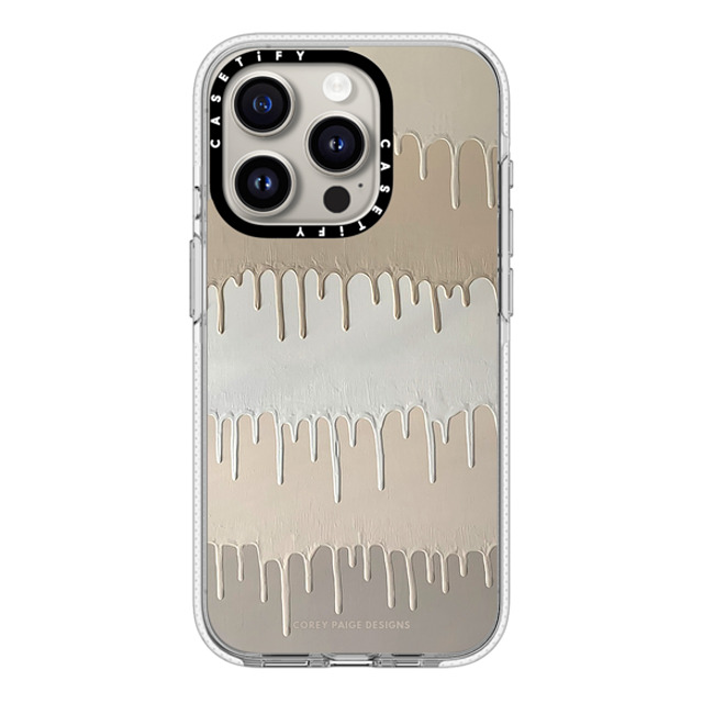 Corey Paige Designs x CASETiFY iPhone 15 Pro ケース クリア クリア ケース MagSafe対応 Tan Painted Drips by Corey Paige Designs