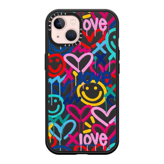 Corey Paige Designs x CASETiFY iPhone 13 ケース マットブラック インパクトケース MagSafe対応 Drippy Hearts & Happiness by Corey Paige Designs